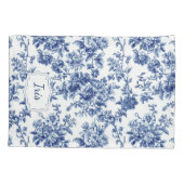 Bloemblauw Wit Gepersonaliseerd Kussensloop (Achterkant)