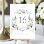 Bloemblauw Wit Hydrangea Crest Tafelnummer<br><div class="desc">Floral Elegant Blauw Wit Hydrangea Crest Tafelnummer</div>