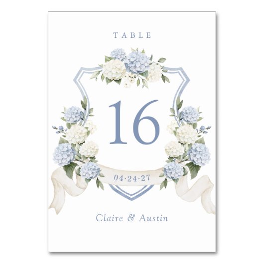Bloemblauw Wit Hydrangea Crest Tafelnummer (Voorkant)