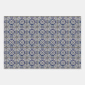  Bloemblauw Wit Portugees Tegel Inpakpapier Vel (Voorkant 3)