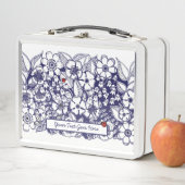 Bloemblauw Wit Tekening Metalen Lunch Box (In situ)