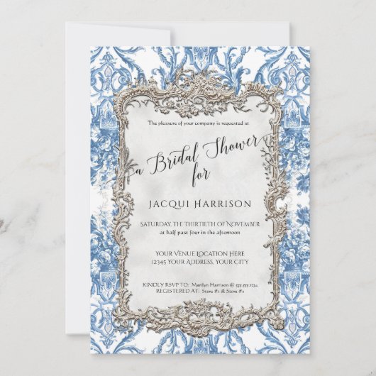 Bloemblauw Wit Zilver Vrijgezellenfeest Kaart (Voorkant)