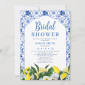 Bloemblauw Witte Tegel Citroen Vrijgezellenfeest Kaart (Voorkant)