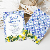 Bloemblauw Witte Tegel Citroen Vrijgezellenfeest Kaart