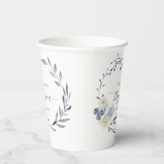 bloemblauwe krans Doop Papieren beker (Rechts)