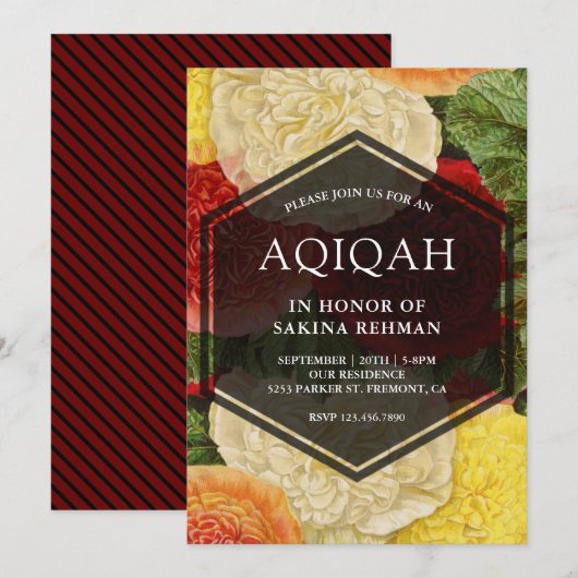  Bloembloei Geometrische Aqeeqah | Aqiqah Kaart (Voorkant / Achterkant)