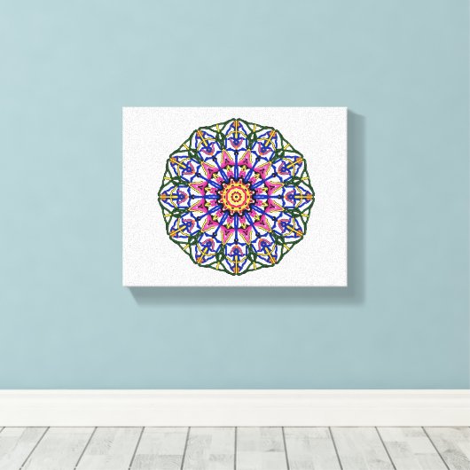 Bloembloei Mandala Canvas Afdruk (Insitu (Houten vloer))