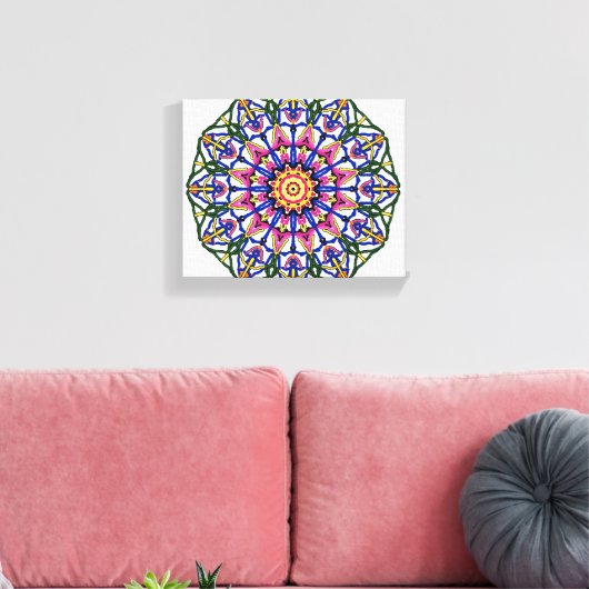Bloembloei Mandala Canvas Afdruk (Insitu (Woonkamer))