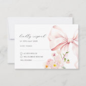 Bloembloei Roze Bow Elegant RSVP Response Kaart (Voorkant)