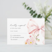 Bloembloei Roze Bow Elegant RSVP Response Kaart (Staand voorkant)