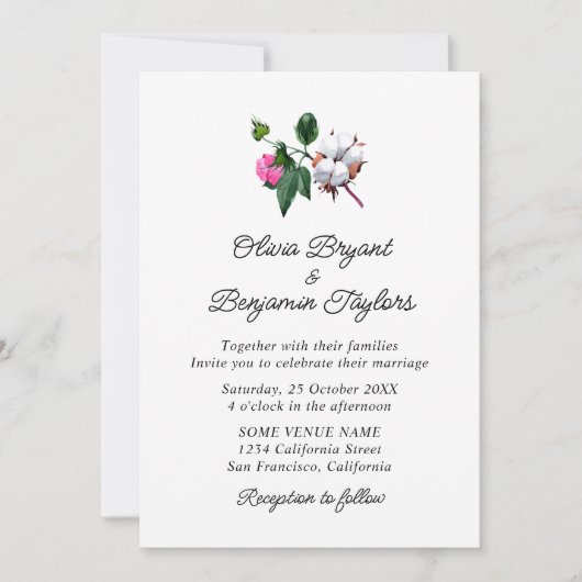 Bloembloem bloesem. Rustische elegant Wedding Kaart (Voorkant)