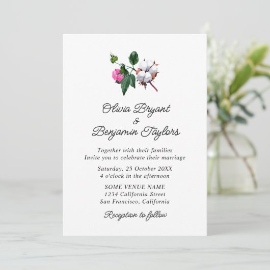 Bloembloem bloesem. Rustische elegant Wedding Kaart (Staand voorkant)
