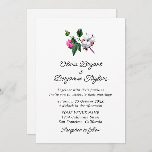 Bloembloem bloesem. Rustische elegant Wedding Kaart (Voorkant / Achterkant)