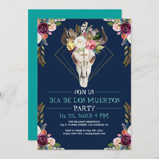 Bloembloem Dia De Los Muertos Kaart (Voorkant / Achterkant)