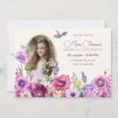 Bloembloem foto afstuderen kaart (Voorkant)