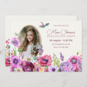 Bloembloem foto afstuderen kaart (Voorkant / Achterkant)