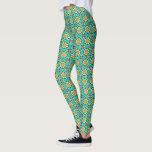 Bloembloem geometrisch patroon Schattige geel groe Leggings<br><div class="desc">Het schattige bloemennaadloze patroon op deze all-over-print leggings is geïnspireerd op  Victoriaans glas in lood. De in elkaar grijpende geometrische bloemen,  rondingen en diamanten worden uitgevoerd in felle tinten geel,  groen,  blauw,  paarse en oranje. Dit zijn prachtige leggings voor een tuinman of iedereen die van bloemen houdt!</div>