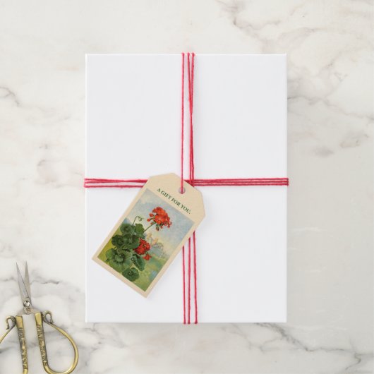 Bloembloem geranium cadeau labels cadeaulabel (Met Touw)