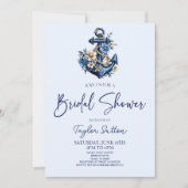 Bloembloem nautisch blauw anker Vrijgezellenfeest Kaart (Voorkant)