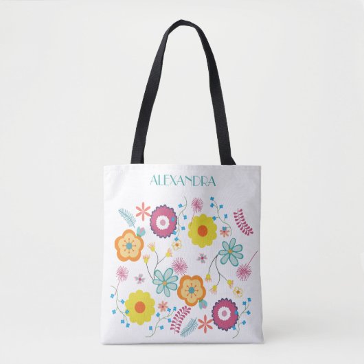 Bloembloem Power Kleurrijk Tote Bag (Voorkant)