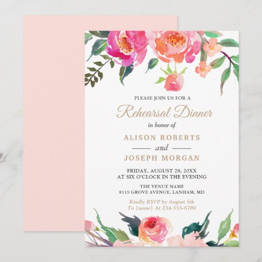 BLOEMBLOEMEN Botanische Floral Rehearings Dinner Kaart (Voorkant / Achterkant)