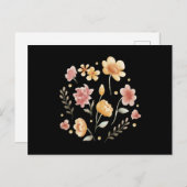 Bloembloemen en -bladeren waterverf briefkaart (Voorkant / Achterkant)