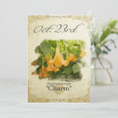 Bloembloemen op 23 oktober "Angel's trompet" Kaart (Staand voorkant)