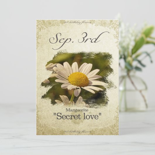 Bloembloemen op 3 september "Marguerite" Kaart (Staand voorkant)