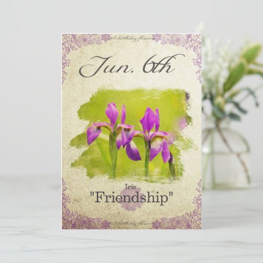 Bloembloemen op 6 juni "Iris" Kaart (Staand voorkant)