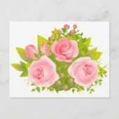 Bloembloemen roze en groene Roos Hallo - Briefkaart (Voorkant)