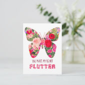 Bloembloemen vlinder Valentijnsdag Briefkaart (Staand voorkant)