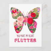 Bloembloemen vlinder Valentijnsdag Briefkaart (Voorkant)