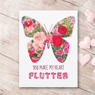 Bloembloemen vlinder Valentijnsdag Briefkaart