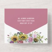 Bloembloemen zonnebloemen Peonies Weddenschap All In One Uitnodiging (Achterkant)