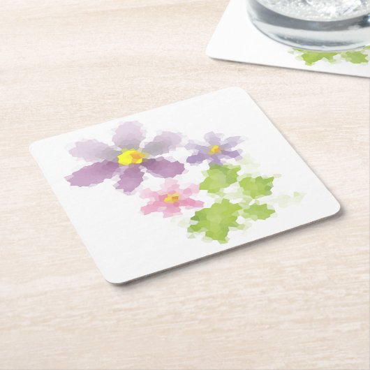 Bloembloemmozaïek 2 kartonnen onderzetters (Schuin)