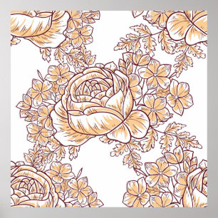 Bloembloesem. Abstracte elegantie naadloos patroon Poster