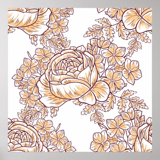 Bloembloesem. Abstracte elegantie naadloos patroon Poster (Voorkant)