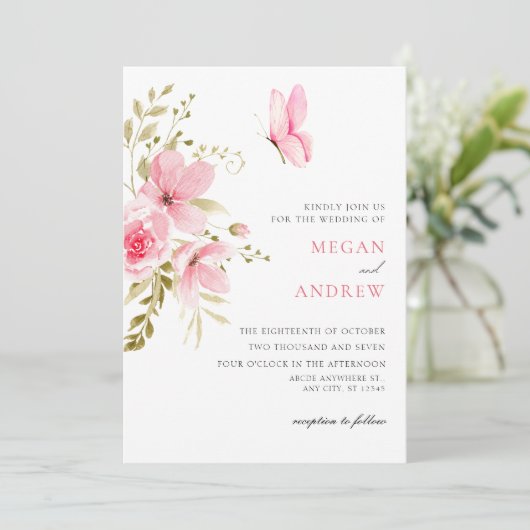 Bloembloesem bruiloft kaart (Staand voorkant)