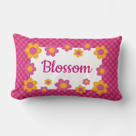 Bloembloesem gepersonaliseerde roze fuchsia plaid kussen