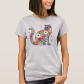 Bloembloesem Kat, Bloemen en Kat, Bloemen, Kat T-shirt (Voorkant)