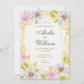 Bloembloesem zachte kleur bruiloft kaart (Voorkant)