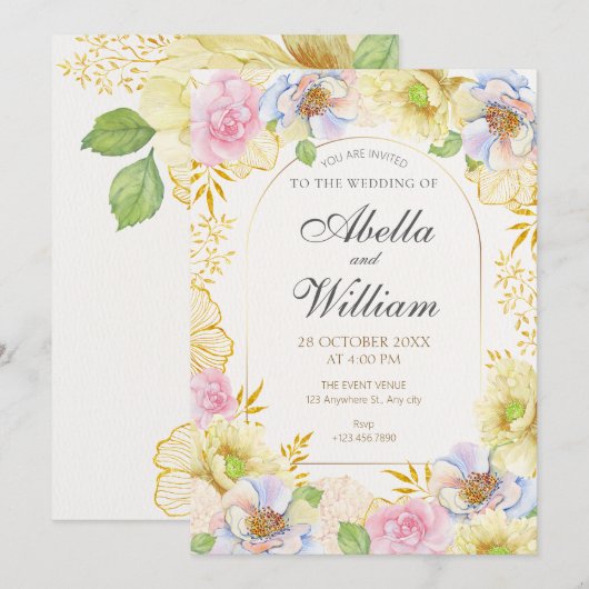 Bloembloesem zachte kleur bruiloft kaart (Voorkant / Achterkant)