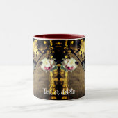 Bloembloesems in Sepia gepersonaliseerd Tweekleurige Koffiemok (Center)