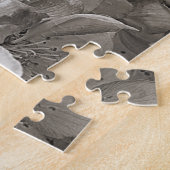 Bloembloesems in zwarte en witte Natuur Legpuzzel (Zijkant)