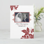 Bloembloesems Jubileum Party Invite (red) Kaart (Staand voorkant)