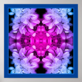 Bloembloesems zwart en wit Abstract gekleurd Poster (Voorkant)