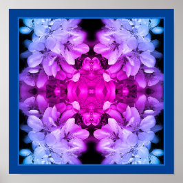 Bloembloesems zwart en wit Abstract gekleurd Poster