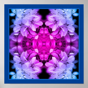 Bloembloesems zwart en wit Abstract gekleurd Poster