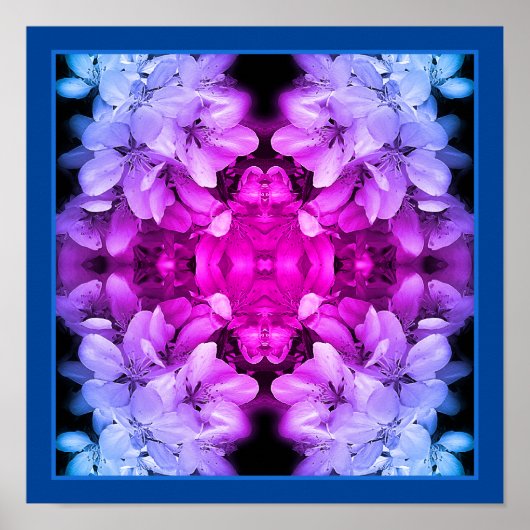 Bloembloesems zwart en wit Abstract gekleurd Poster (Voorkant)