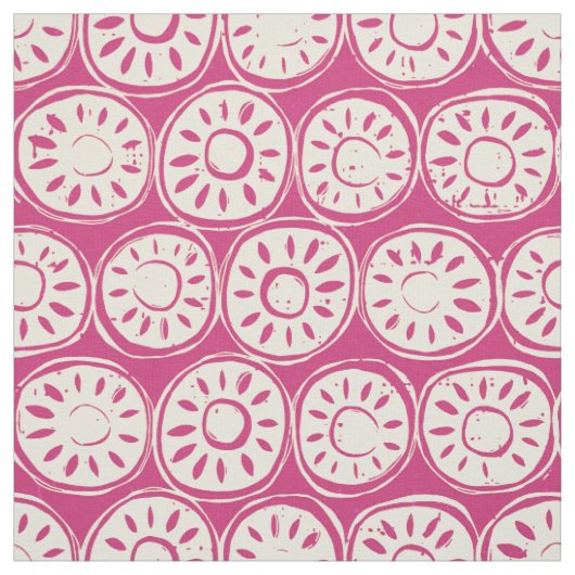 bloemblok ivoor roze stof (Swatch)